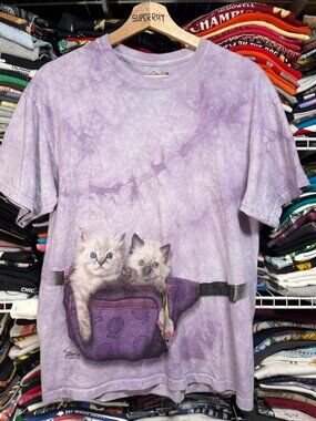 The Mountain purple tie-dye cat fanny pack t shirt